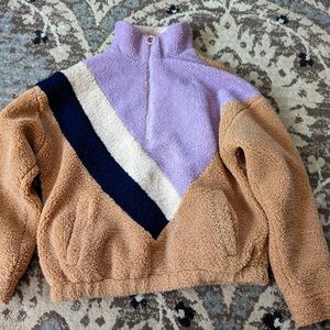 Quarter Zip Sweatshirt with Pockets, Sherpa Material